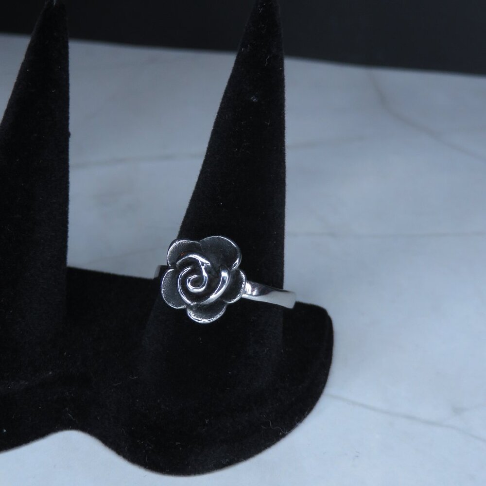 Silver Tone Rose Ring - image 3